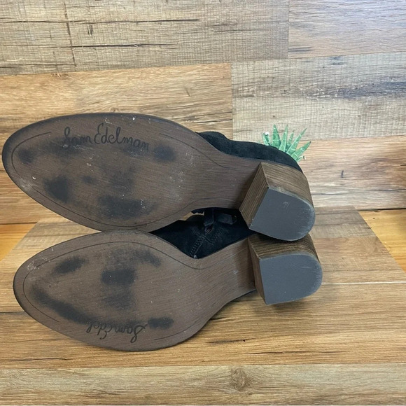 Sam Edelman Miriam Burnished Black Suede Zip Ankle Booties Size 8 - Picture 6 of 9